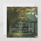 Forest Green Gold Chandelier Party Uitnodigingen (Achterkant)