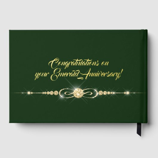 Forest Green Gold Foil Jubileum Gastenboek (Achterkant)