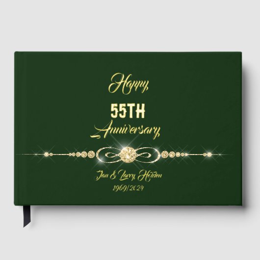 Forest Green Gold Foil Jubileum Gastenboek (Voorkant)