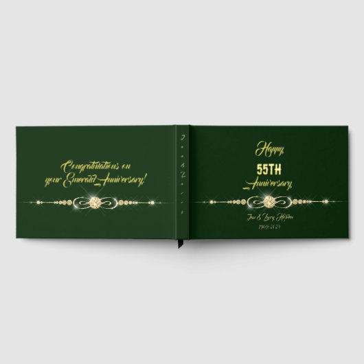 Forest Green Gold Foil Jubileum Gastenboek (Volledig)