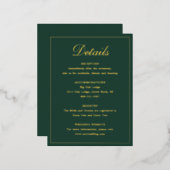 Forest Green Gold Foil Wedding Enclosure Kaart (Voorkant / Achterkant)