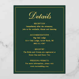 Forest Green Gold Foil Wedding Enclosure Kaart