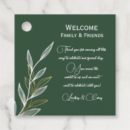Forest Green Gold Leaf Gift Label