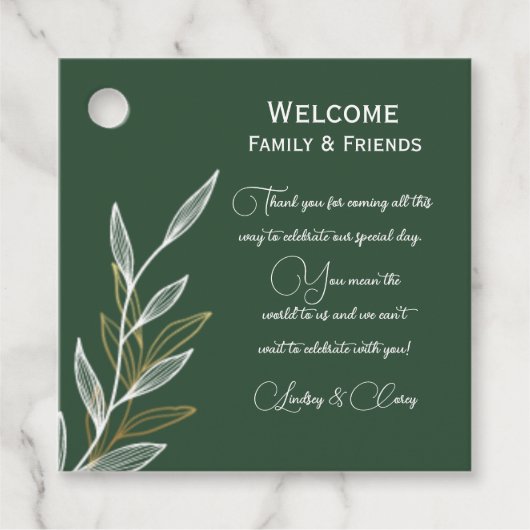 Forest Green Gold Leaf Gift Label (Voorkant)