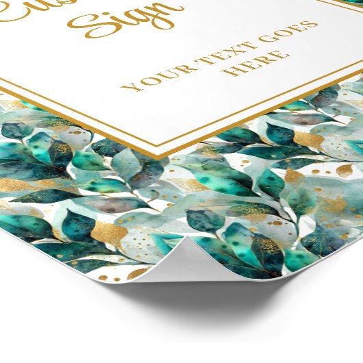 Forest Green Gold Leaves Custom Poster (Hoek)