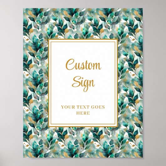 Forest Green Gold Leaves Custom Poster (Voorkant)
