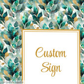 Forest Green Gold Leaves Custom Poster