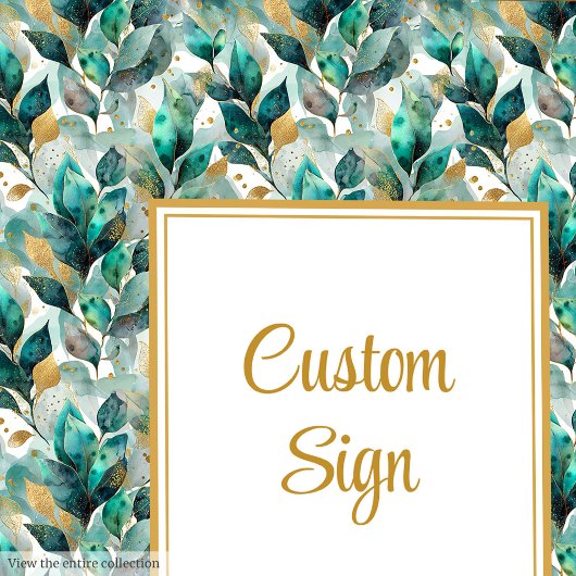  Forest Green Gold Leaves Custom Poster