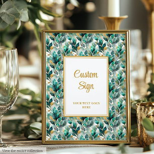  Forest Green Gold Leaves Custom Poster