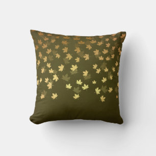 Forest Green Gold Leaves Herfst Kussen