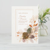 Forest Green Gold Line Autumnal Leaf Wedding Kaart (Staand voorkant)