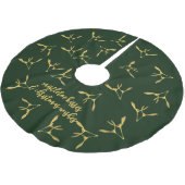 Forest Green Gold Mistletoe Kusses Custom Kerstboom Rok (Gekanteld)