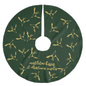 Forest Green Gold Mistletoe Kusses Custom Kerstboom Rok (Voorkant)