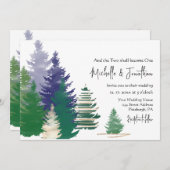 Forest Green Gold Pine Trees Christelijk Wedding Kaart (Voorkant / Achterkant)
