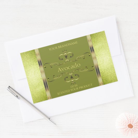Forest Green Gold Product Labels Glitter Borders (Envelop)