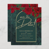 Forest Green Gold RED Roses Winter BEWAREN DATUM (Voorkant / Achterkant)