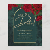 Forest Green Gold RED Roses Winter BEWAREN DATUM Flyer (Voorkant)