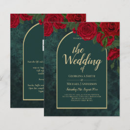 Forest Green Gold RED Roses Winter Wedding