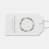 Forest Green Gold Stars Christmas Family Name Cadeaulabel (Voorkant (Horizontaal))