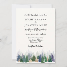 Forest Green Gold Trees Minimal Christelijk Weddin Kaart