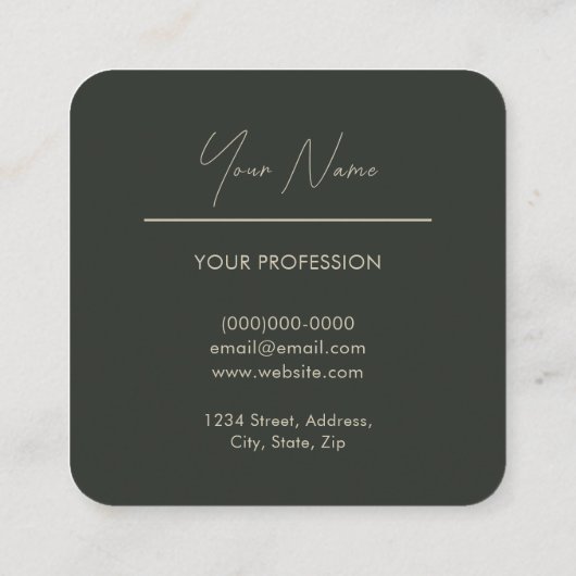 Forest Green & Gold | Visitekaartje QR-code vierka (Achterkant)