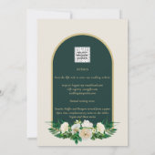 Forest Green Gold White Roses Winter Wedding Kaart (Achterkant)