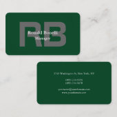 Forest Green Grey Bold Monogram Stylish Modern Visitekaartje (Voorkant / Achterkant)