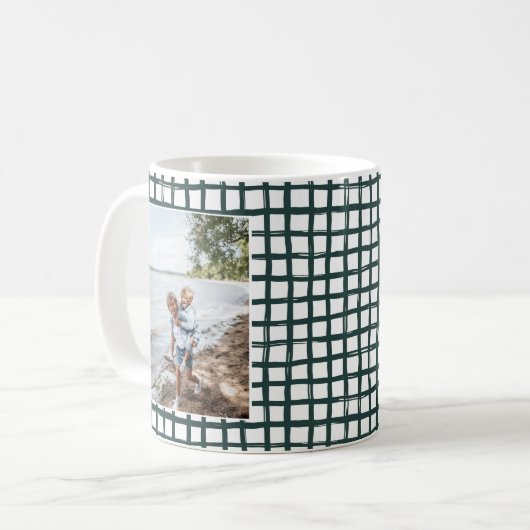 Forest Green Hand Drawn Pset Pattern 2 Foto Koffiemok (Voorkant links)