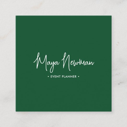 FOREST GREEN HANDTEKENING Moderne Minimale QR-code Vierkante Visitekaartje (Voorkant)