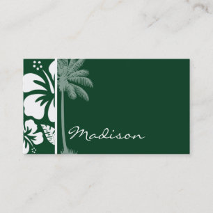 Forest Green Hawaiian Tropical Hibiscus; Palm Visitekaartje