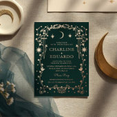 Forest Green Hemelse Huwelijk Folie Uitnodiging