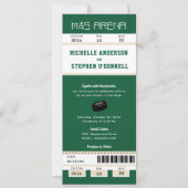 Forest Green Hockey Ticket Wedding Invitation Kaart (Voorkant)