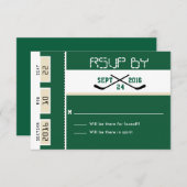 Forest Green Hockey Ticket Wedding RSVP (Voorkant / Achterkant)
