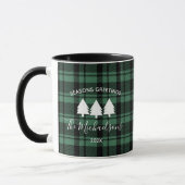 Forest Green Holiday Pset Monogram Name Coffee Mok (Links)