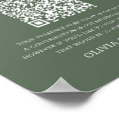 Forest Green Honeymoon Fund QR Code Wedding Sign Poster (Hoek)