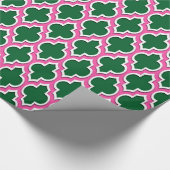 Forest Green Hot Pink White Moroccan #4DS Cadeaupapier (Hoek)