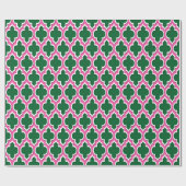 Forest Green Hot Pink White Moroccan #4DS Cadeaupapier (Vlak)