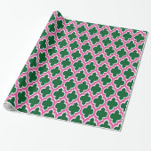 Forest Green Hot Pink White Moroccan #4DS Cadeaupapier (Uitgerold)