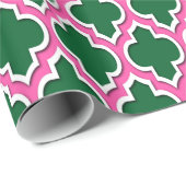 Forest Green Hot Pink White Moroccan #4DS Cadeaupapier (Rol Hoek)