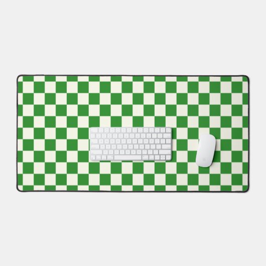 Forest Green & Ivory Square Style Pattern Bureaumat (Keyboard & Muis)