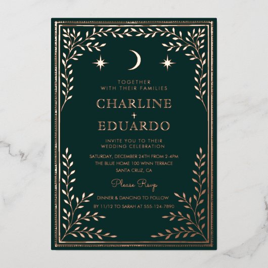 Forest Green Ivy Ornament bruiloft uitnodiging (Voorkant)