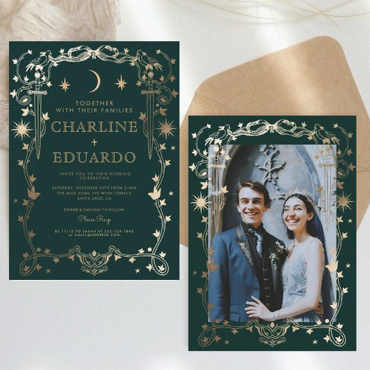 Forest Green Ivy Ornament bruiloft uitnodiging