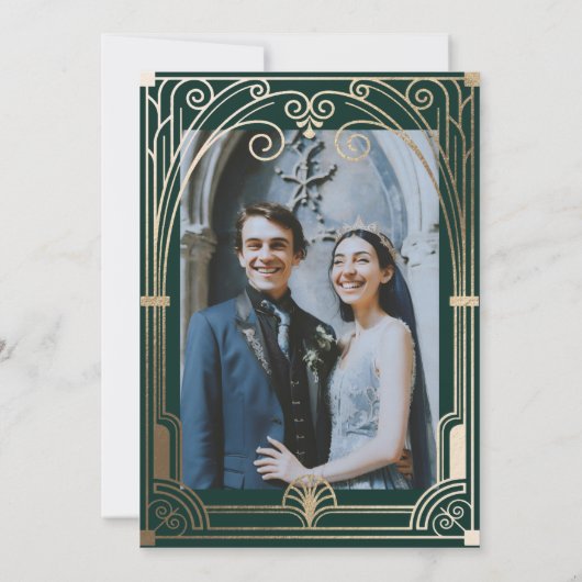 Forest Green Ivy Ornament bruiloft uitnodiging (Achterkant)