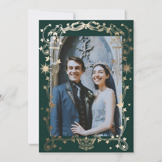 Forest Green Ivy Ornament bruiloft uitnodiging (Achterkant)