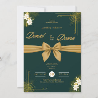 Forest Green Ivy Ornament Wedding Invitation Kaart