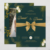 Forest Green Ivy Ornament Wedding Invitation Kaart (Voorkant / Achterkant)