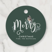 Forest Green Kerstmis met Cozy Bird Holiday Bedankjes Labels (Achterkant)
