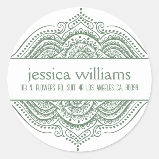 Forest Green Lace Floral Paisley Geometric Design Ronde Sticker (Voorkant)