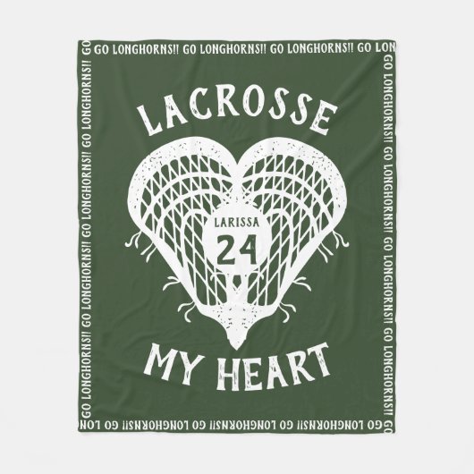 Forest Green Lacrosse My Heart Fleece Blanket Deken (Voorkant)
