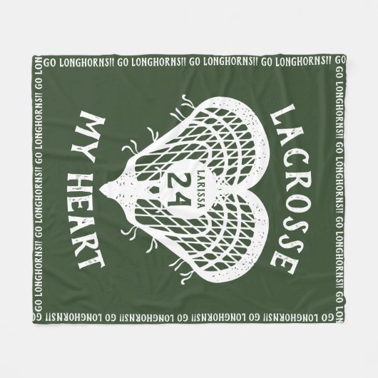 Forest Green Lacrosse My Heart Fleece Blanket Deken (Voorkant (Horizontaal))